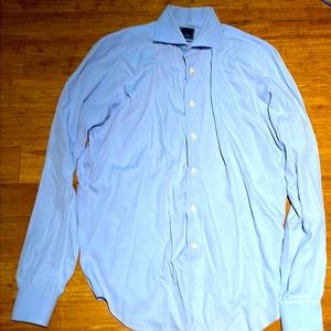 David Donahue Blue Checkered Dress Shirt - 17 36/37